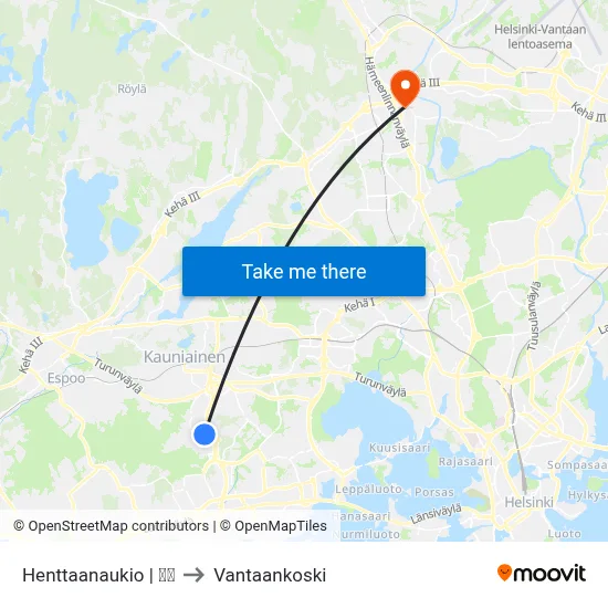 Henttaanaukio | 🏫🌳 to Vantaankoski map