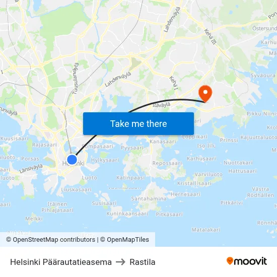 Helsinki Päärautatieasema to Rastila map