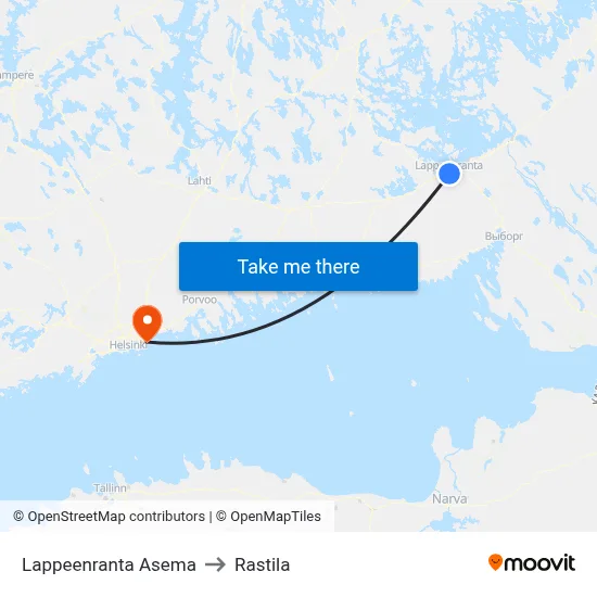 Lappeenranta Asema to Rastila map