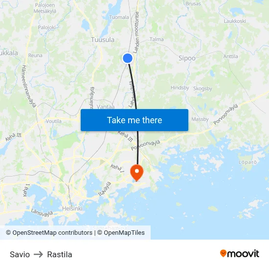 Savio to Rastila map