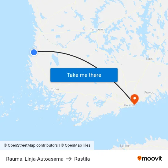 Rauma Bus Station to Rastila map