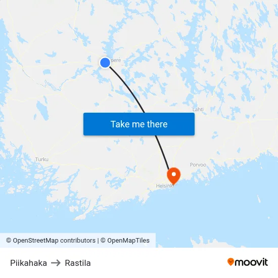 Piikahaka to Rastila map