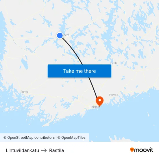 Lintuviidankatu to Rastila map