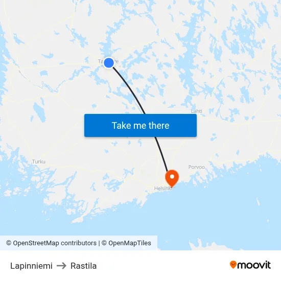 Lapinniemi to Rastila map