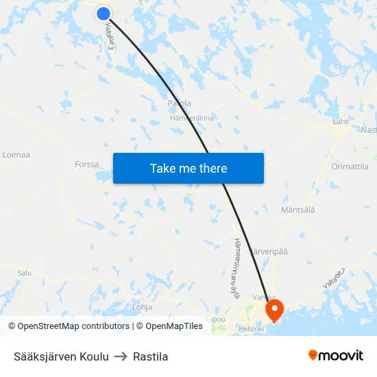 Sääksjärvi School to Rastila map