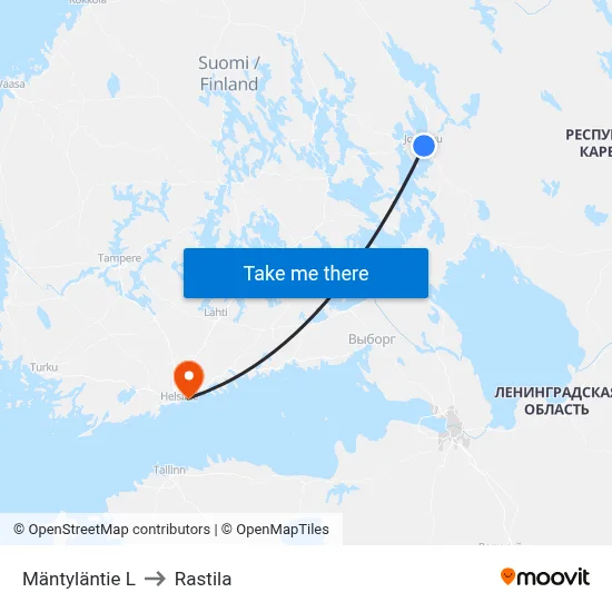 Mäntyläntie West to Rastila map