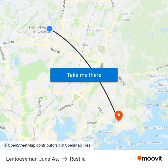 Airport Train Station to Rastila map