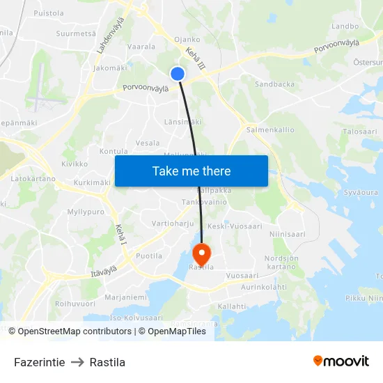 Fazer Road to Rastila map