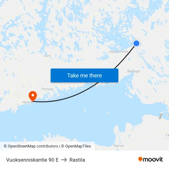 Vuoksenniskantie 90 East to Rastila map