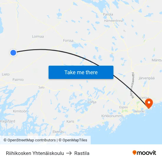 Riihikoski Comprehensive School to Rastila map