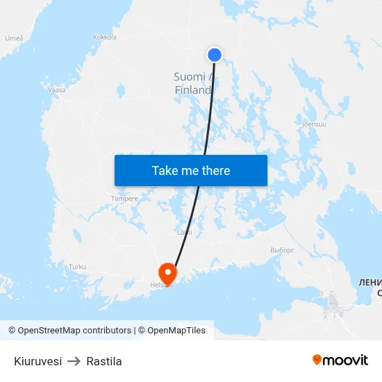 Kiuruvesi to Rastila map