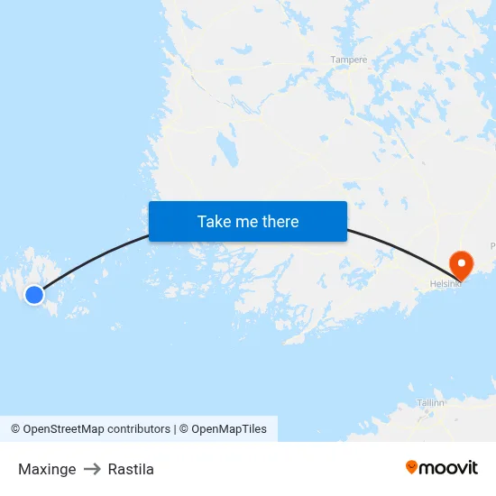 Maxinge to Rastila map