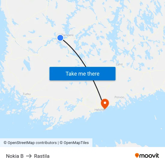Nokia B to Rastila map