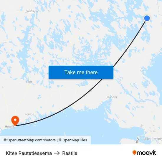 Kitee Railway Station to Rastila map