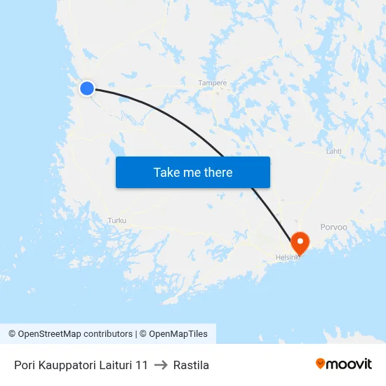 Pori Market Square Platform 11 to Rastila map
