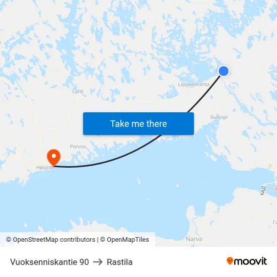 Vuoksenniskantie 90 to Rastila map