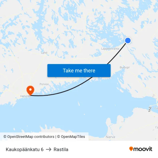 Kaukopäänkatu 6 to Rastila map