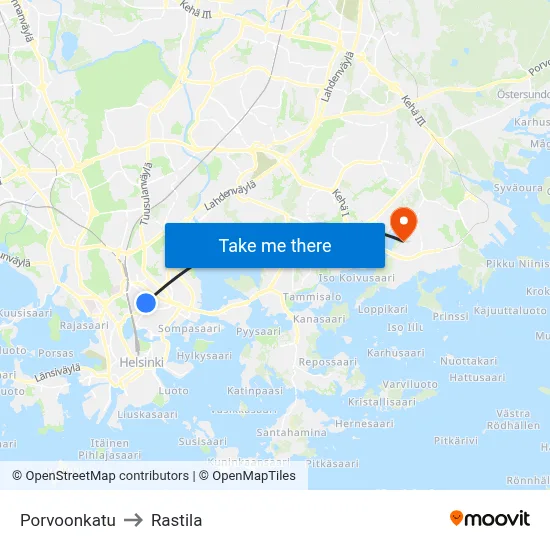 Porvoo Street to Rastila map