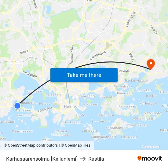 Karhusaarensolmu [Keilaniemi] to Rastila map