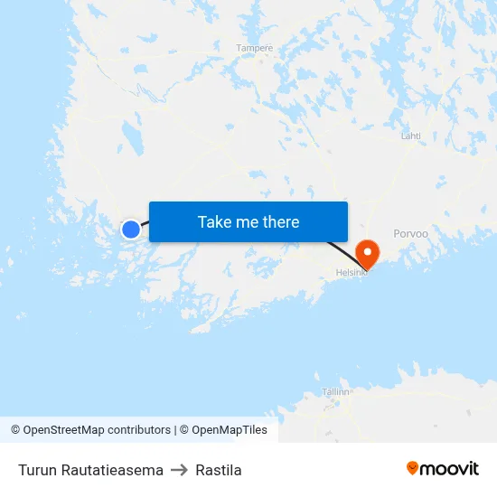 Turku Railway Station to Rastila map