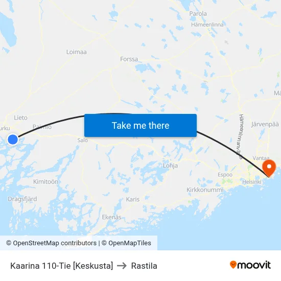 Kaarina 110-Tie [Keskusta] to Rastila map