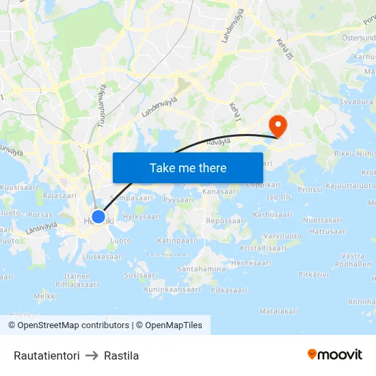 Railway Square to Rastila map