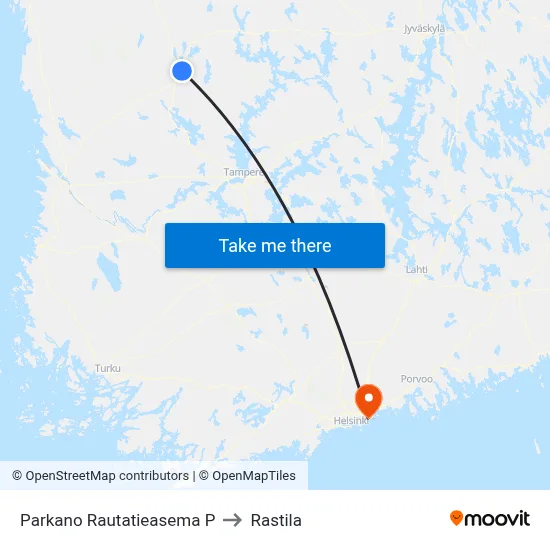 Parkano Railway Station North to Rastila map