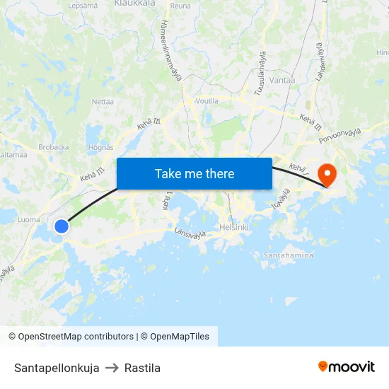 Santapelto Alley to Rastila map