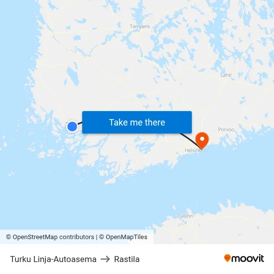Turku Linja-Autoasema to Rastila map