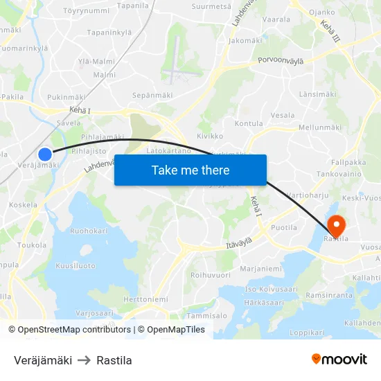 Gate Hill to Rastila map