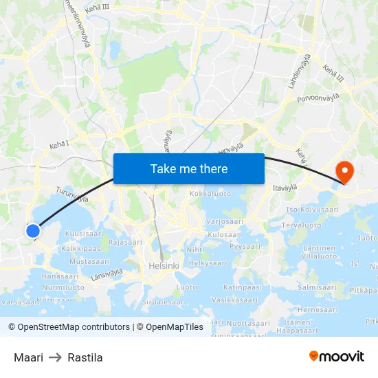 Maari to Rastila map