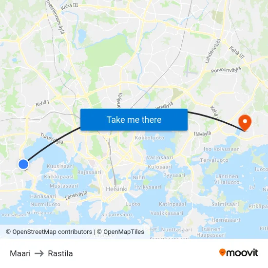Maari to Rastila map