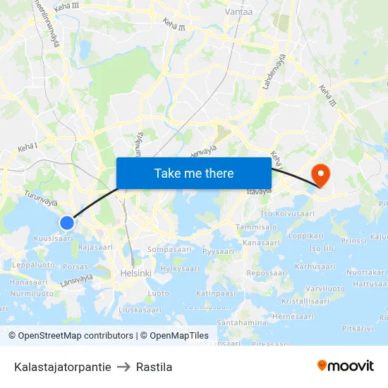 Kalastajatorpantie Road to Rastila map