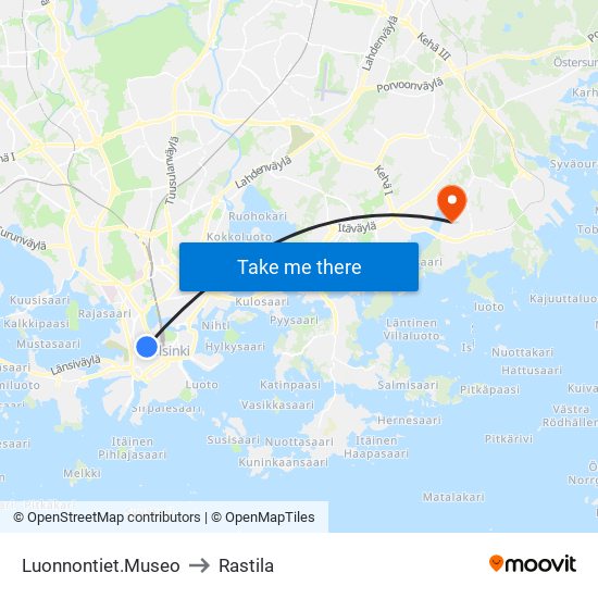 Luonnontiet.Museo to Rastila map