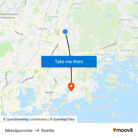 Metsäpurontie to Rastila map
