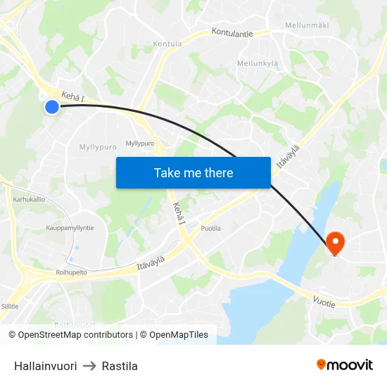 Frost Mountain to Rastila map