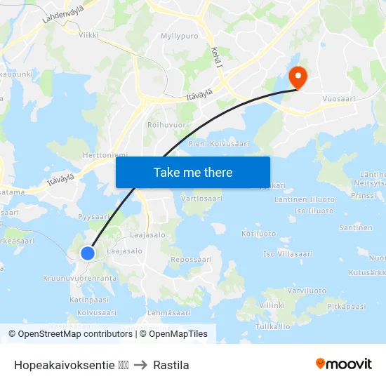 Hopeakaivoksentie 🌳🏟️ to Rastila map