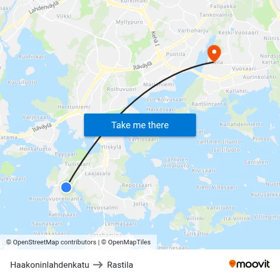 Haakoninlahti Street to Rastila map