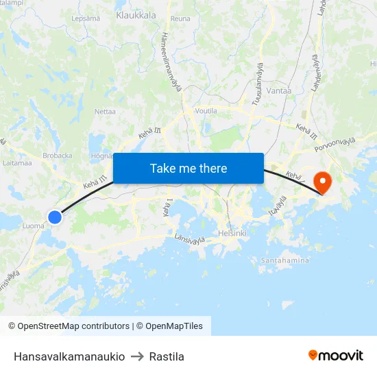 Hansavalkamanaukio to Rastila map