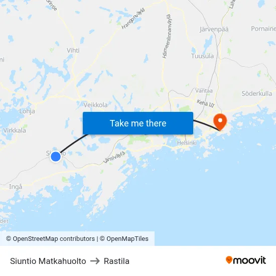 Siuntio Travel Center to Rastila map