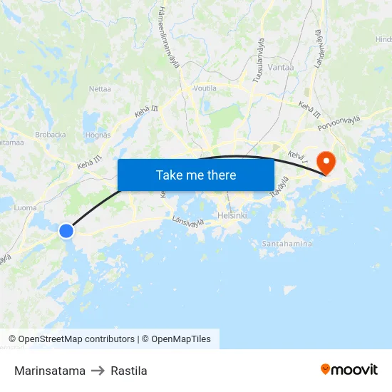 Marinsatama to Rastila map