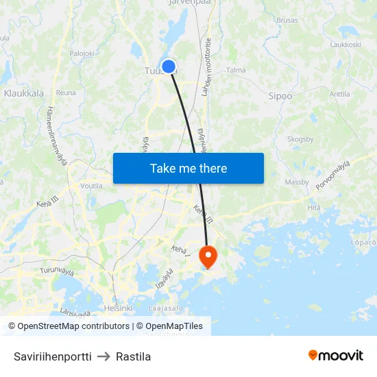 Saviriihi Gate to Rastila map