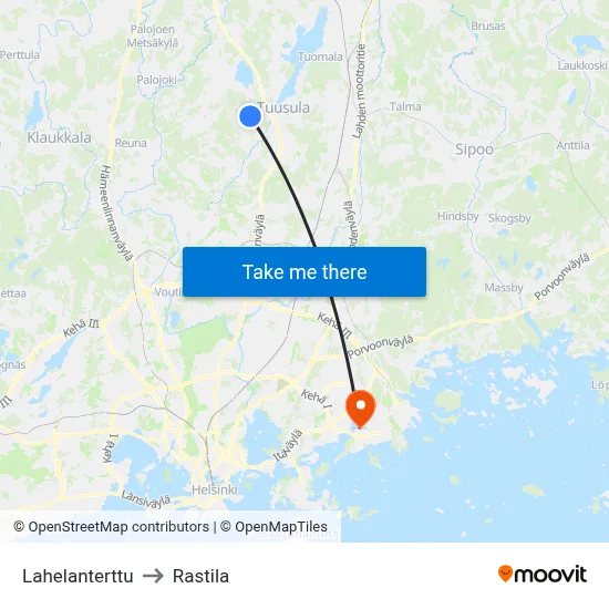 Lahela Pearl to Rastila map
