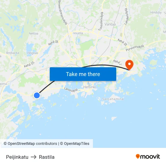 Peijinkatu to Rastila map