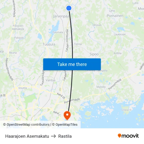 Haarajoki Station Street to Rastila map