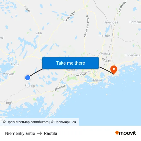 Niemenkyläntie to Rastila map
