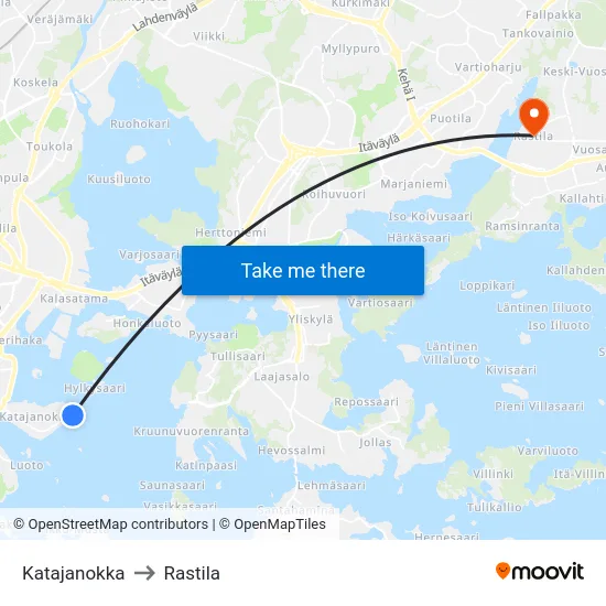 Katajanokka to Rastila map