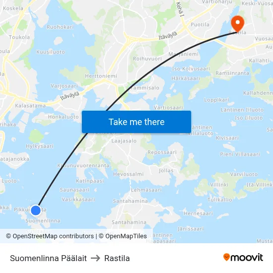 Suomenlinna Päälait to Rastila map