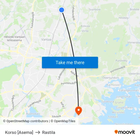 Korso [Asema] to Rastila map