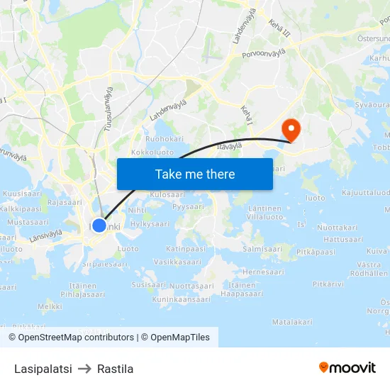 Lasipalatsi to Rastila map